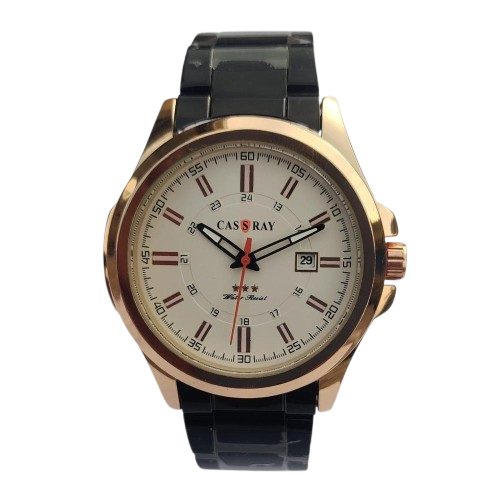 Cassray Classic Men’s Watch – Black Strap & White Dial with Date Display