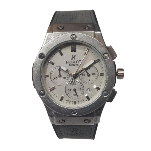 Hublot Genève Chronograph Men’s Watch – Silver Case & White Dial