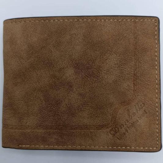 Dembollr Men’s Tan Leather Bi-Fold Wallet – Classic Casual Everyday Style