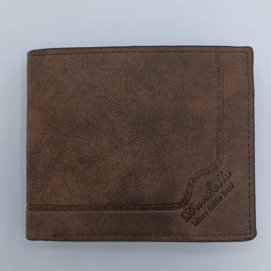 Dembollr Men’s Classic Brown Leather Bi-Fold Wallet – Premium Casual Design