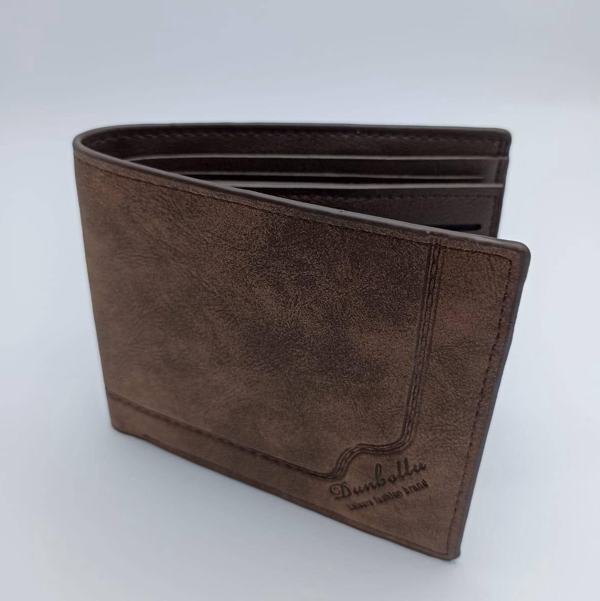 Dembollr Men’s Classic Brown Leather Bi-Fold Wallet – Premium Casual Design
