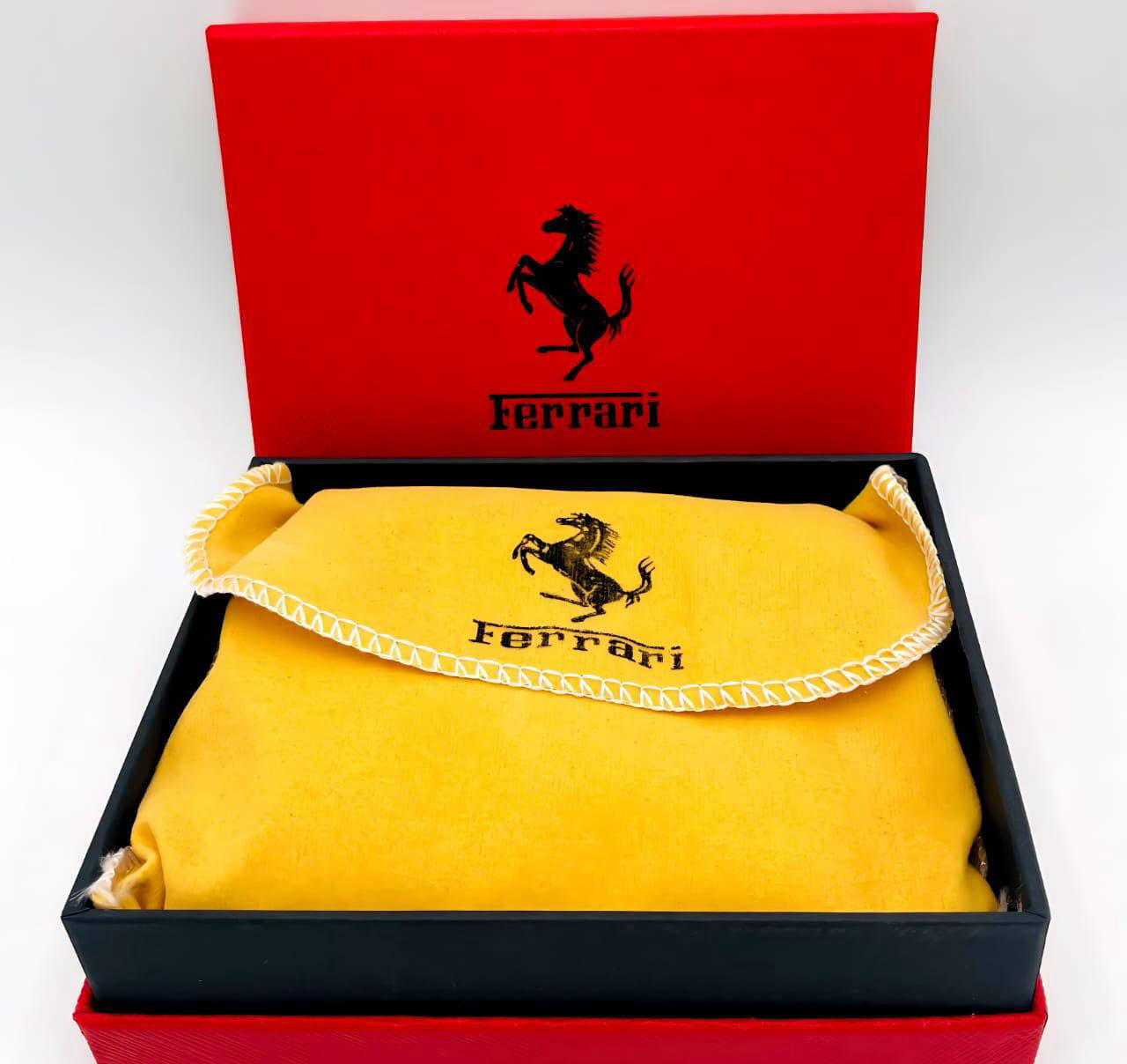 Ferrari Leather Men’s Bi-Fold Wallet – Yellow Premium Edition