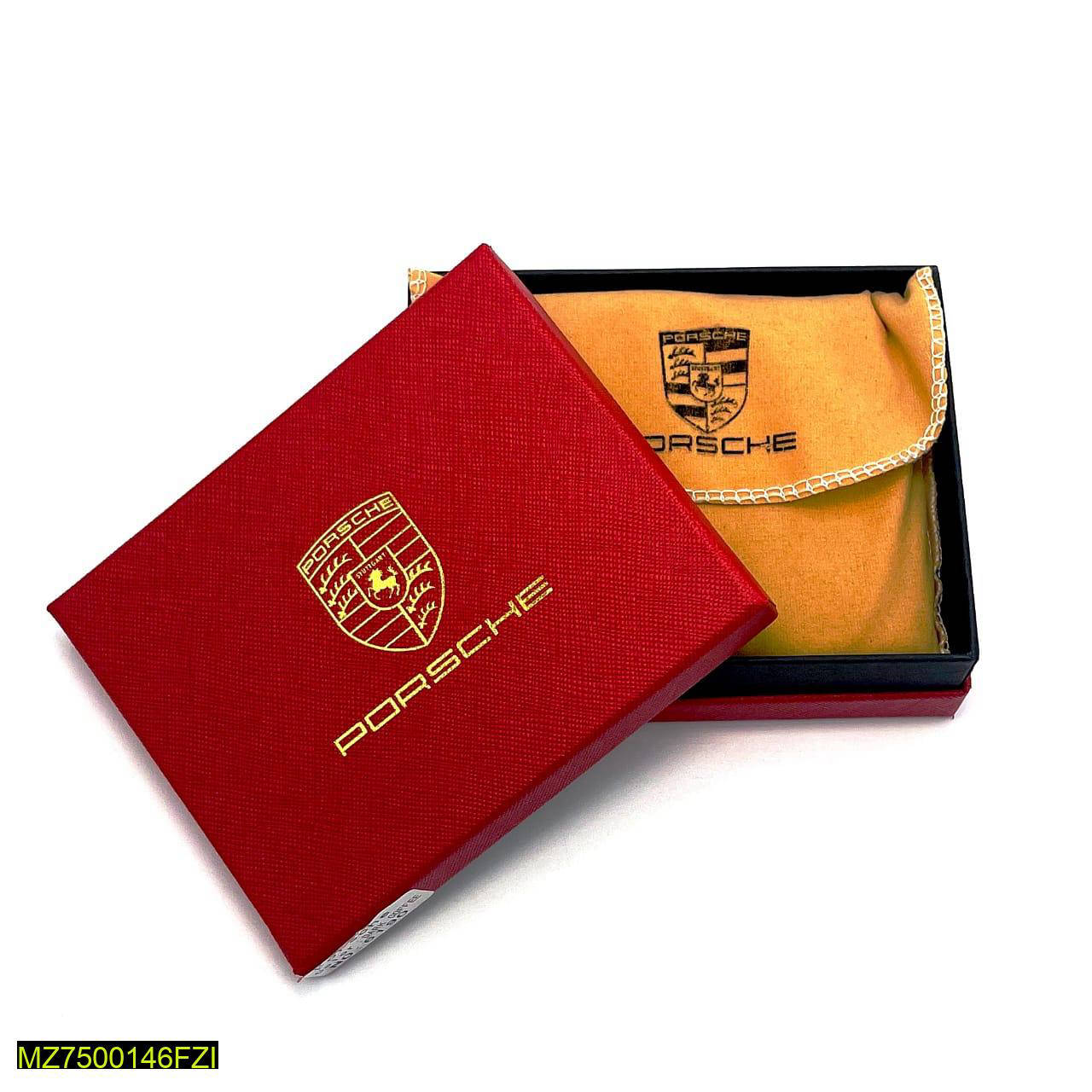 Porsche Leather Men’s Bi-Fold Wallet – Yellow & Red Luxury Edition