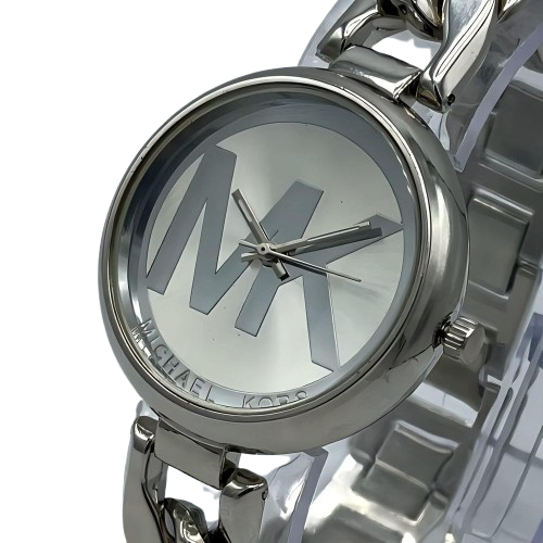 Michael Kors Women’s Stainless Steel Watch – Silver Dial with MK Logo