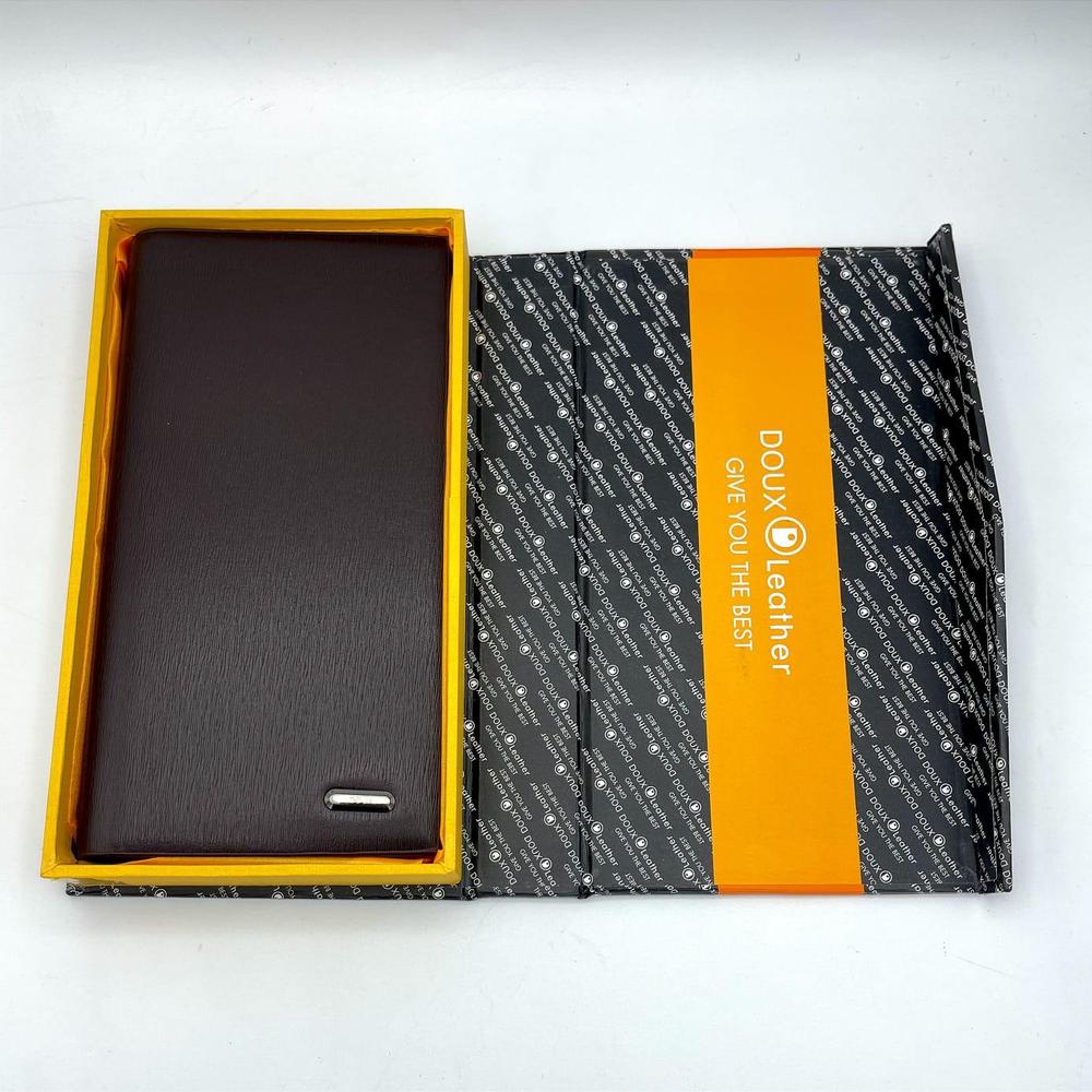 DOUX Leather Men’s Long Wallet – Premium Brown Leather
