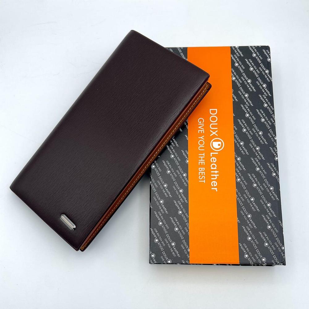 DOUX Leather Men’s Long Wallet – Premium Brown Leather