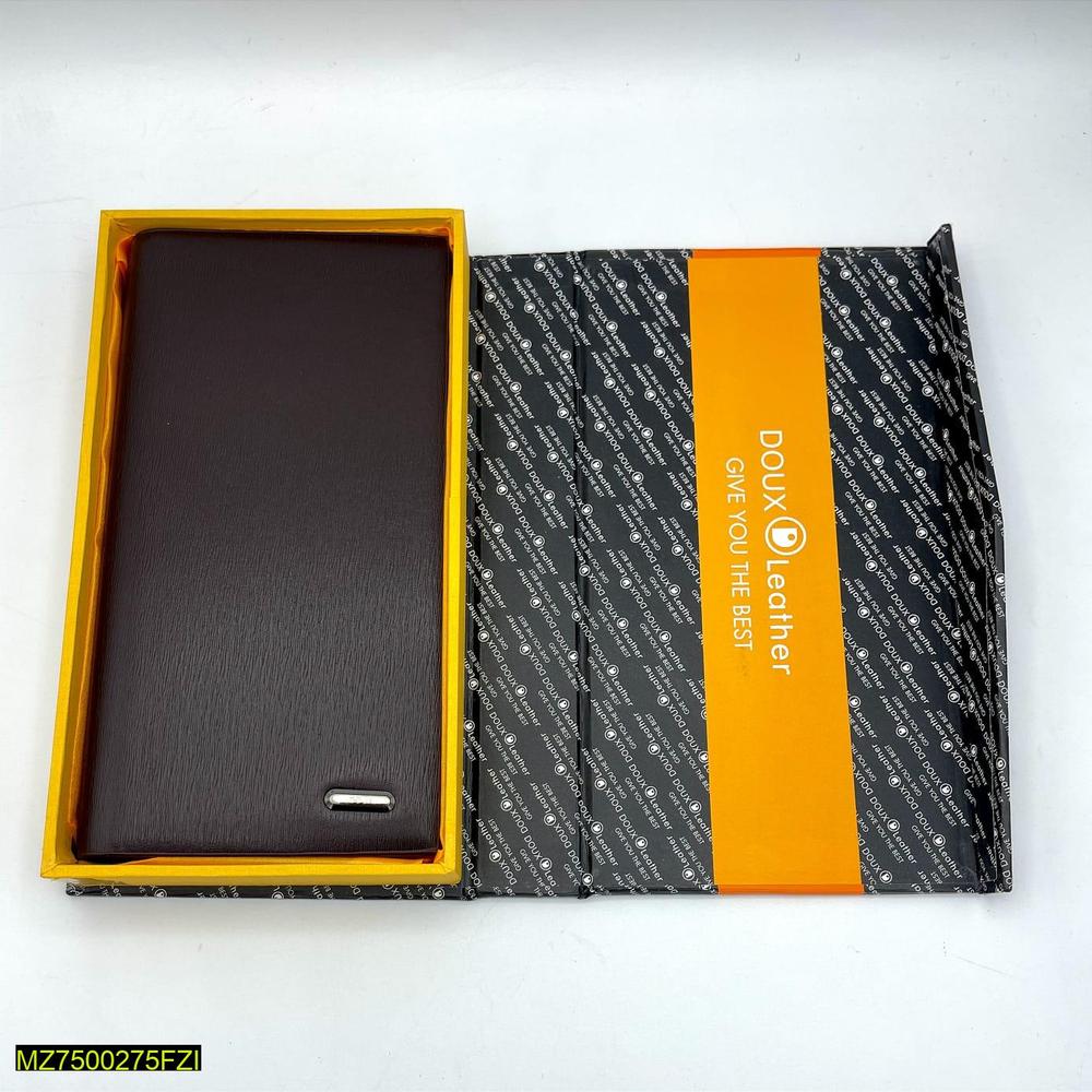 DOUX Leather Men’s Long Wallet – Premium Brown Leather