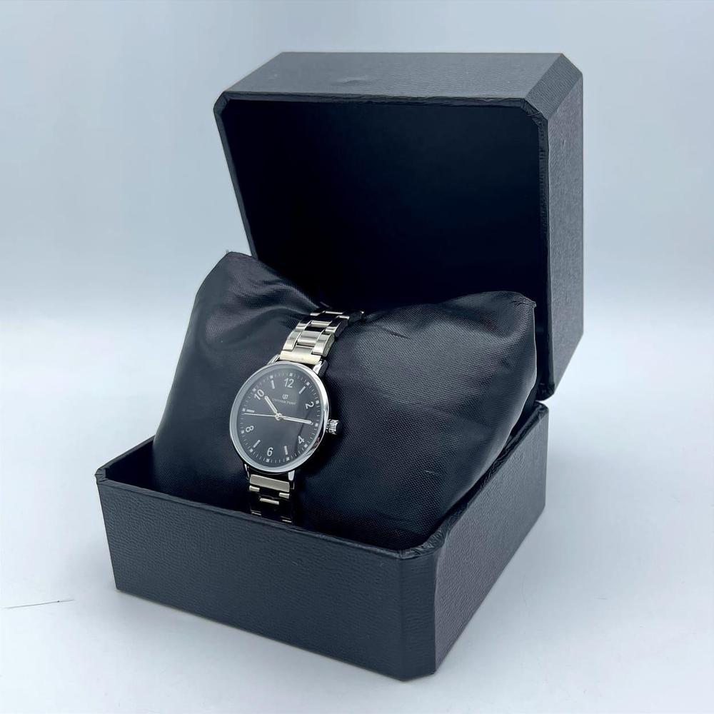 Universe Point Women’s Stainless Steel Watch – Black Dial with Silver Strap