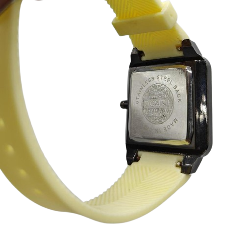Postif Quartz Men’s Watch – Square Case with Beige Strap & Cream Dial
