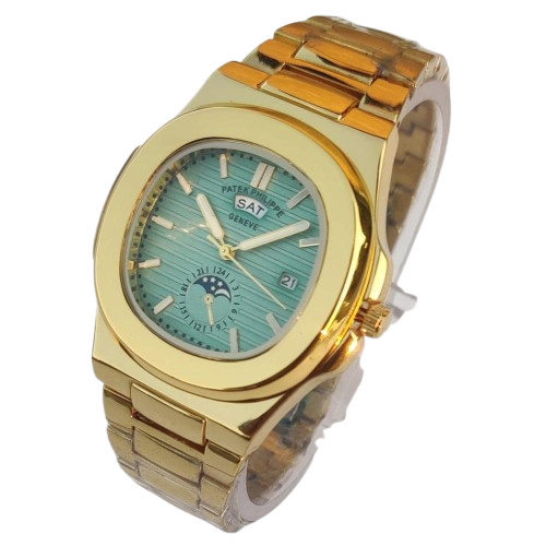 Patek Philippe Nautilus Men’s Watch – Gold Case & Bracelet with Green Dial