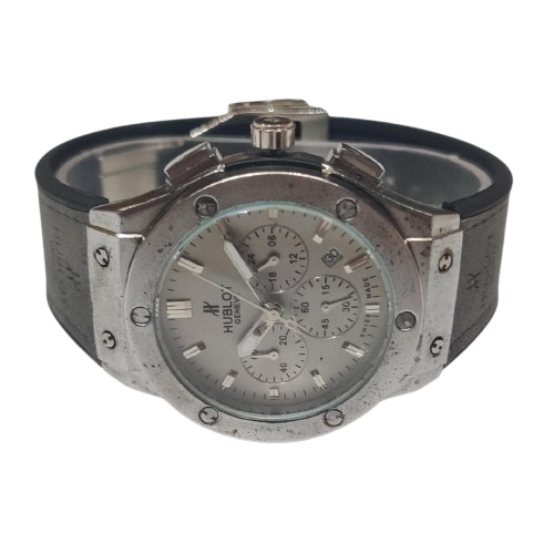 Hublot Genève Chronograph Men’s Watch – Silver Case & White Dial
