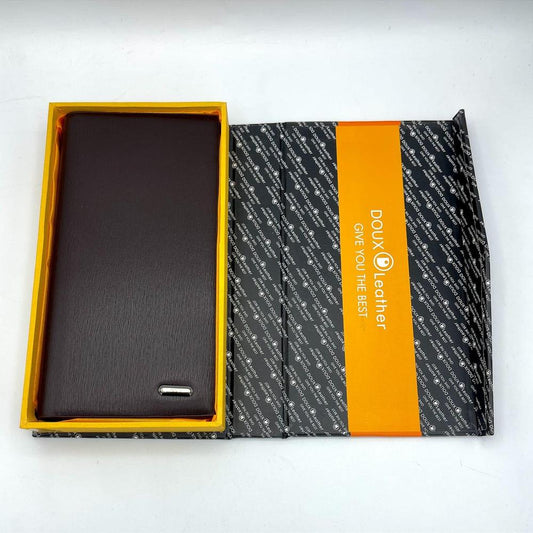 DOUX Leather Men’s Long Wallet – Premium Brown Leather